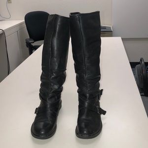 Women’s black leather boots